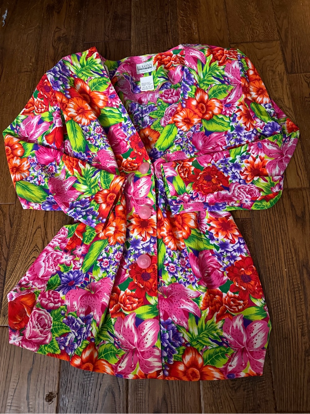 VTG CLASSICS By LESLIE FAY Vibrant Floral Women’s Blazer- Bright Multi Size 12P